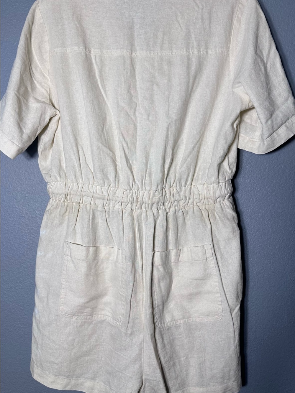 Universal Thread Cream Button-Front Drawstring One-Piece Romper - Picture 7 of 7